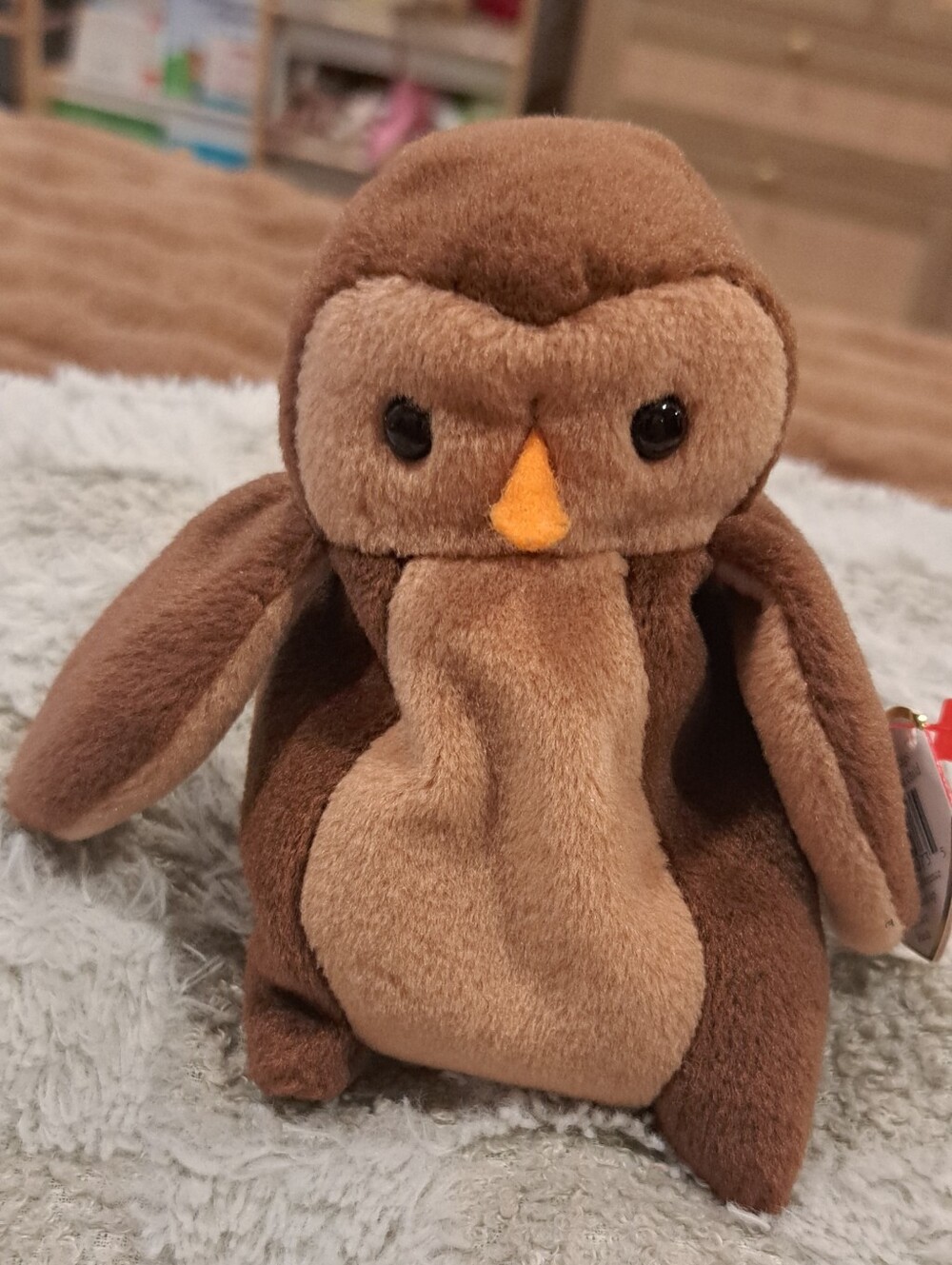 TY Beanie Baby HOOT THE OWL 1995 Retired Rare Tag Errors Vintage